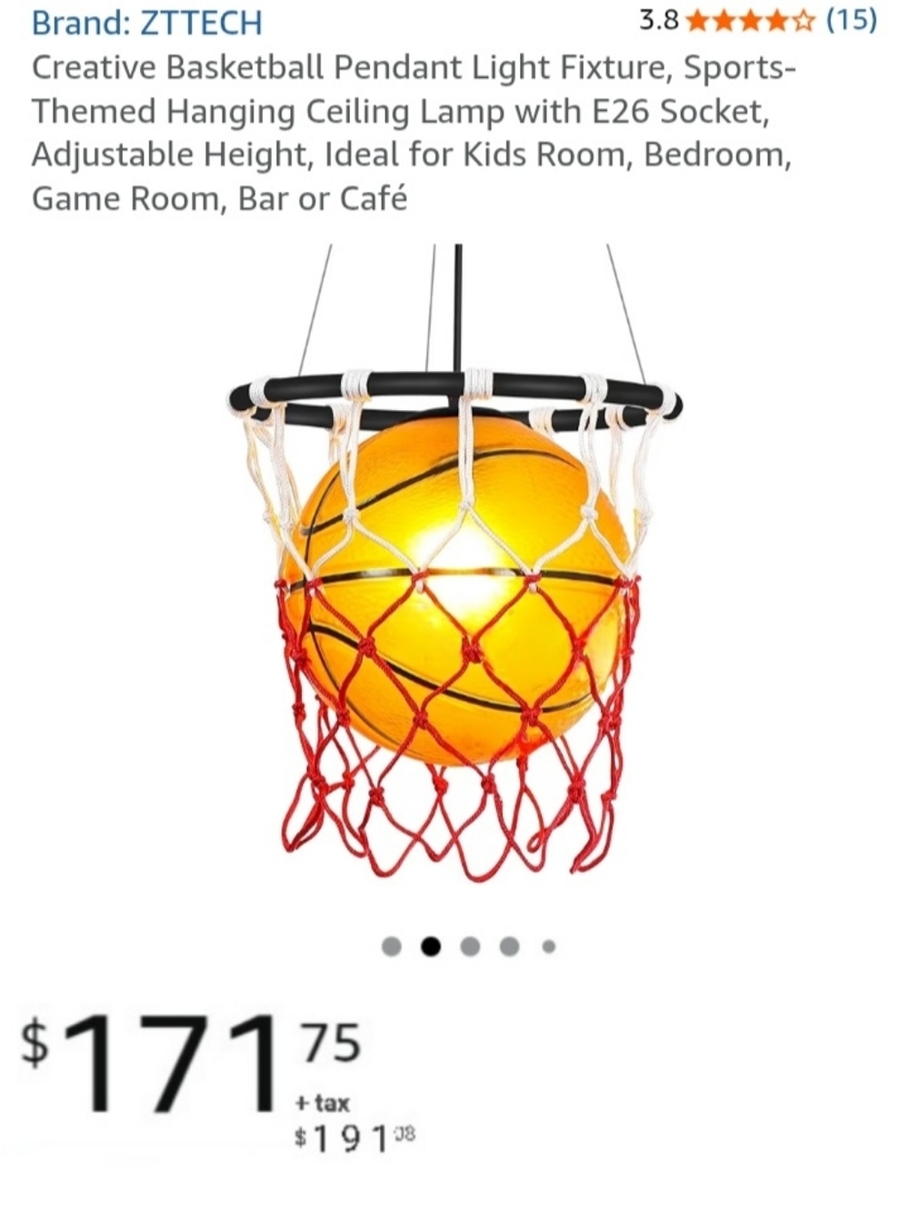 🏀 Basketball Theme LIGHT Fixture With Net Light Fixture with BONUS BBall DECOR